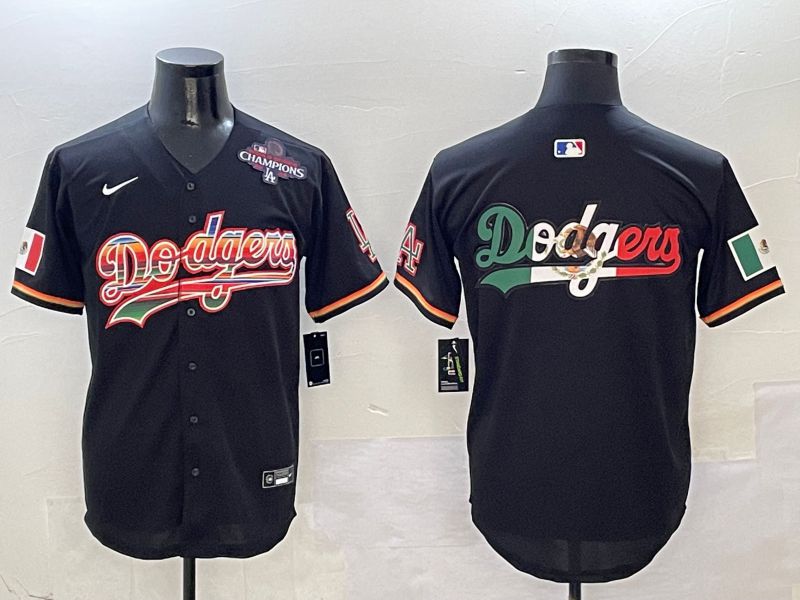 Men Los Angeles Dodgers Blank Black rainbow Nike 2025 MLB Jersey style 7